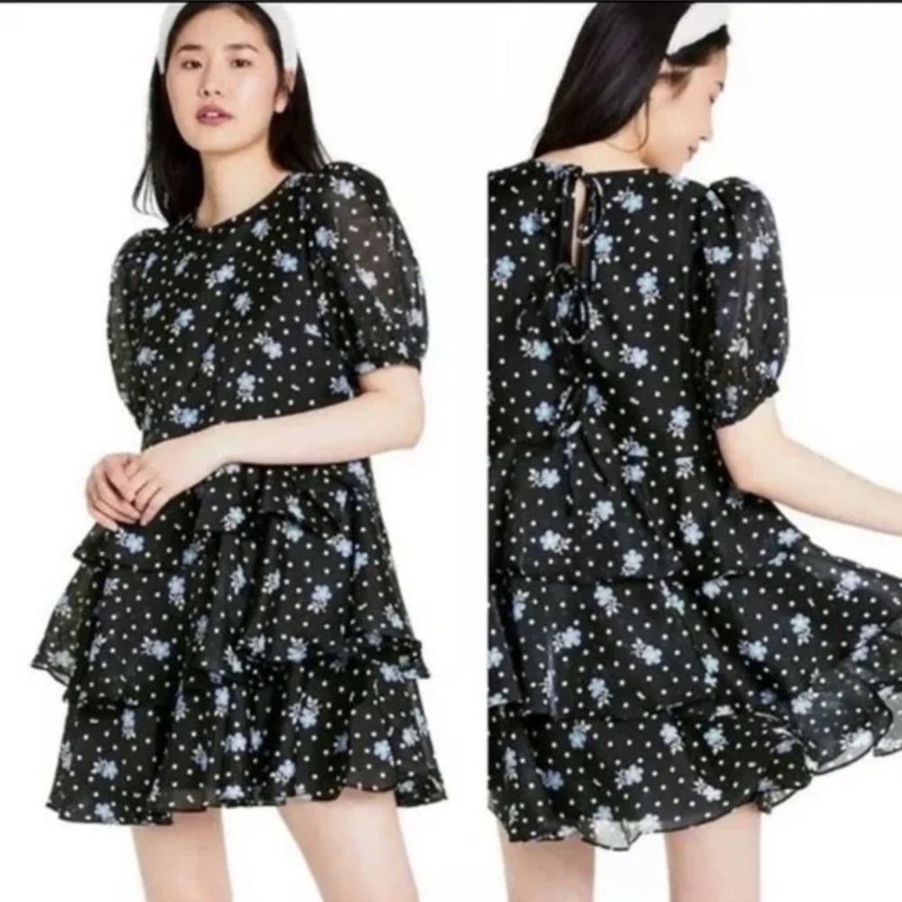 Sandy Laing puffed sleeve mini dress